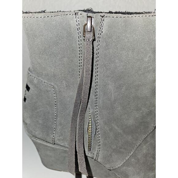 NEW! TOMS Desert Wedge High Grey Suede Women's Size 10 Ankle Boots Zipper Side - Picture 5 of 14